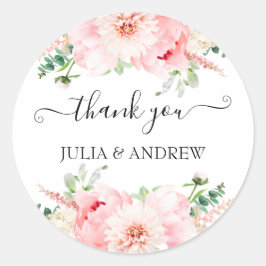 Kundenspezifisch "Thank you!" floral, schön Ronde Sticker