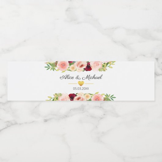 Kundenspezifische Florale Wasserflaschenetikett Waterfles Etiket (Enkel label)