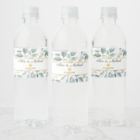 Kundenspezifische  Greenery Wasserflaschenetikett Waterfles Etiket (Flessen)