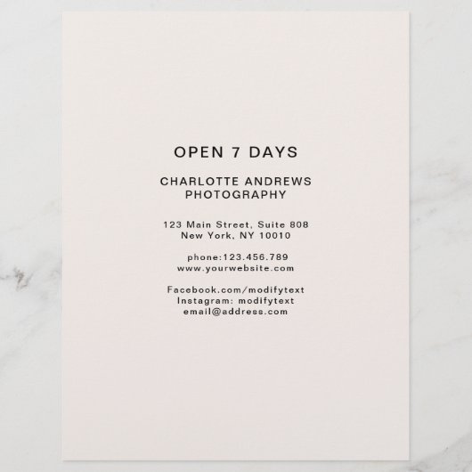 Kundenspezifischer Foto Preishear Flyer (Achterkant)