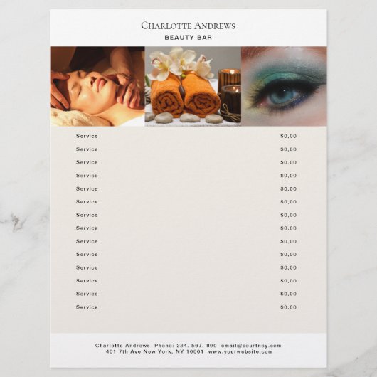 Kundenspezifischer Foto Preishear Salon Flyer (Voorkant)