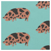 KuneKune Pig op Blauwgroen Stof (Close Up)