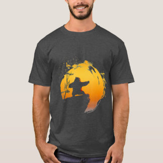 Kung Fu Beer Poai Chi Zonsondergang Silhouet meisj T-shirt