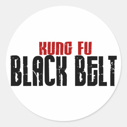 Kung Fu Black Belt Karate Ronde Sticker (Voorkant)