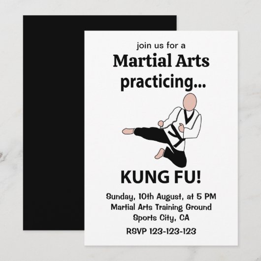 Kung Fu Black Belt Martial Arts Kaart (Voorkant / Achterkant)