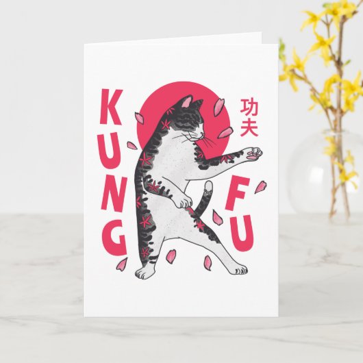 Kung Fu Cat Kaart (Gele Bloem)