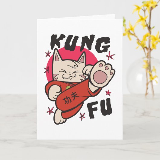 Kung Fu Cat Kaart (Gele Bloem)
