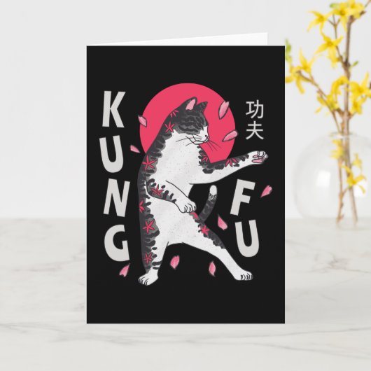 Kung Fu Cat Kaart (Gele Bloem)