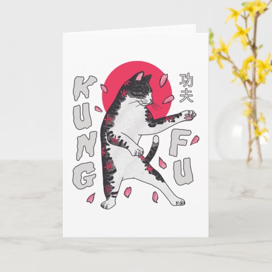 Kung Fu Cat Kaart (Gele Bloem)