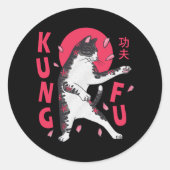 Kung Fu Cat Ronde Sticker (Voorkant)