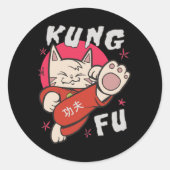 Kung Fu Cat Ronde Sticker (Voorkant)