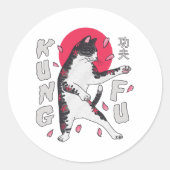 Kung Fu Cat Ronde Sticker (Voorkant)