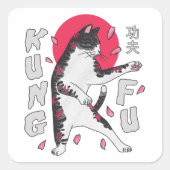 Kung Fu Cat Vierkante Sticker (Voorkant)