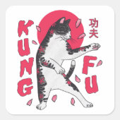 Kung Fu Cat Vierkante Sticker (Voorkant)