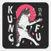 Kung Fu Cat Vierkante Sticker (Voorkant)
