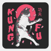Kung Fu Cat Vierkante Sticker (Voorkant)