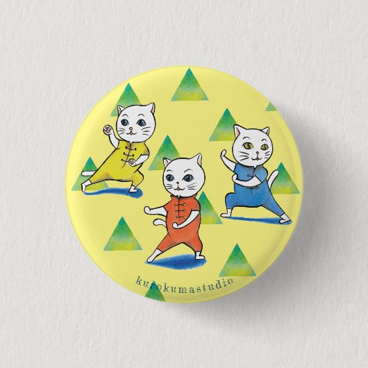 Kung Fu Cats Round Button, Small, 1¼ Inch Button (Voorkant)
