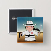 Kung Fu Cowboy Flair! Vierkante Button 5,1 Cm (Voorkant /achterkant)