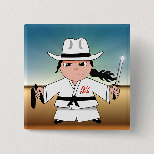 Kung Fu Cowboy Flair! Vierkante Button 5,1 Cm (Voorkant)