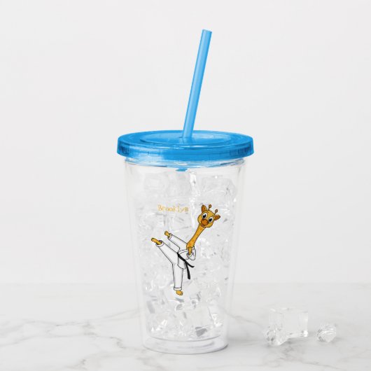 Kung Fu giraffe cartoon Acryl Drinkbeker (Achterkant ijs)