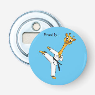 Kung Fu giraffe cartoon Button Flesopener