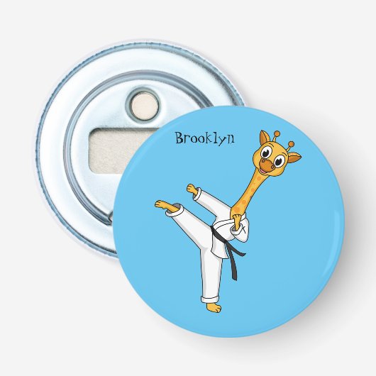 Kung Fu giraffe cartoon Button Flesopener (Voorkant)