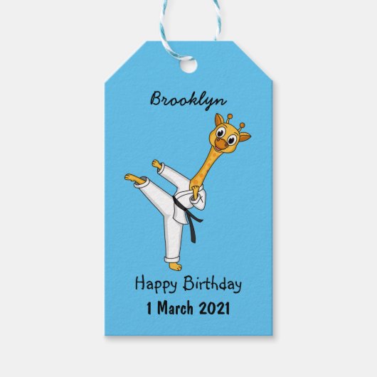 Kung Fu giraffe cartoon Cadeaulabel (Voorkant)