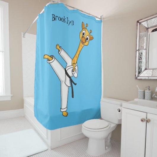 Kung Fu giraffe cartoon Douchegordijn (In situ)