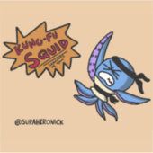 Kung-Fu Inktvis Cartoon Ninja Sticker (Voorkant)
