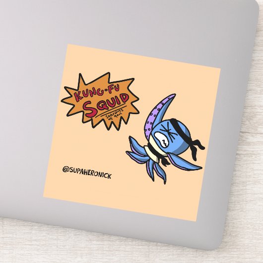 Kung-Fu Inktvis Cartoon Ninja Sticker (Detail)