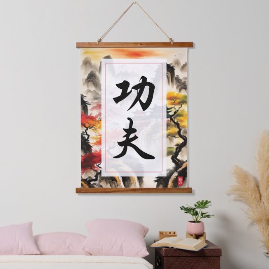Kung Fu Kanji Hangend Wandkleed (Slaapkamer)