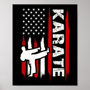 Kung Fu Karate Usa Vlag Zwarte Band Vechtkunsten Poster