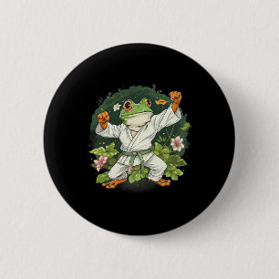 Kung Fu Kikker Vechtkunst Bloemrijke Taekwondo Kic Ronde Button 5,7 Cm