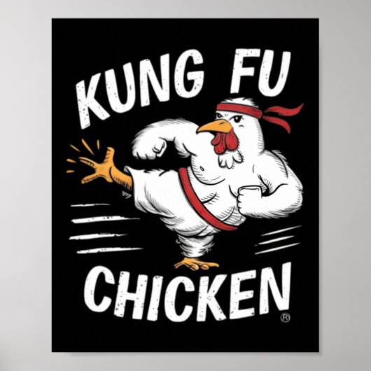 Kung Fu Kip Grappige Karate Haan Vrouwen Mannen Ch Poster (Voorkant)