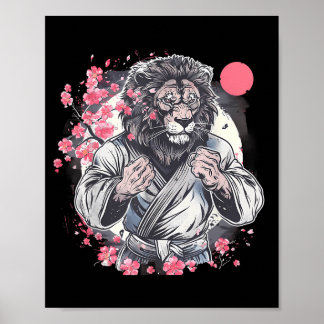 Kung Fu Leeuw Sakura Mma Kickboksen Judo Taekwondo Poster