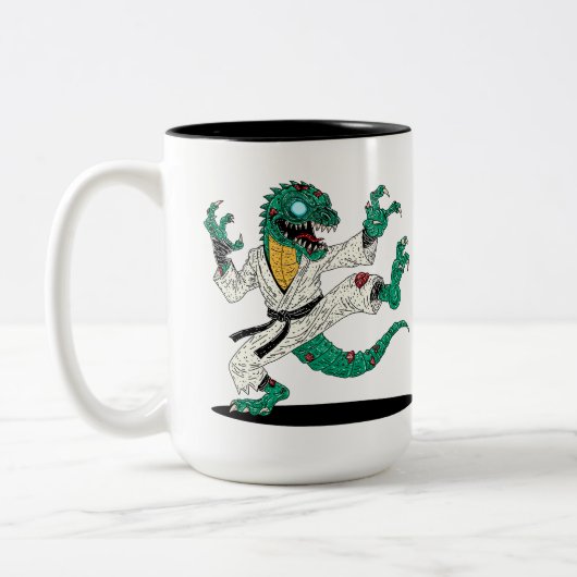 Kung Fu Lizard Zombie Tweekleurige Koffiemok (Links)