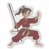 Kung Fu-meisje Sticker (Voorkant)