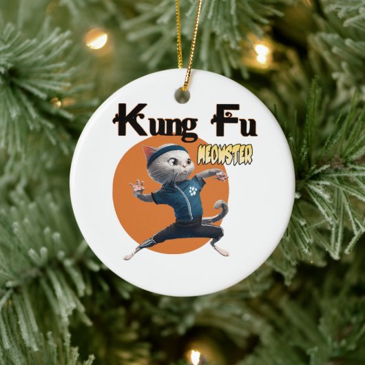 Kung Fu Meowster Keramisch Ornament (Boom)
