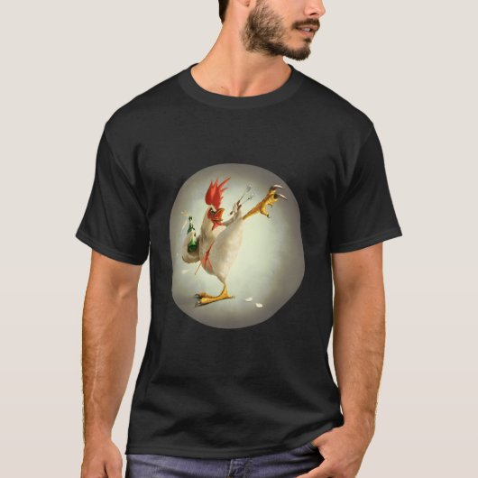 Kung Fu Rooster Fighting Chicken Funny Drink CH T-shirt (Voorkant)