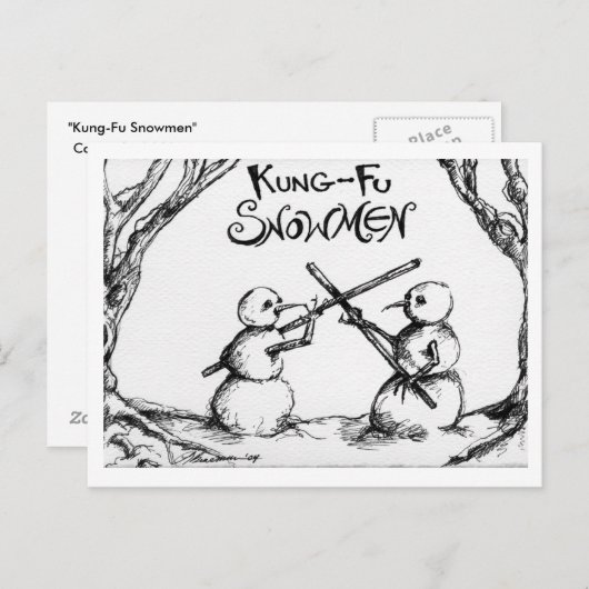 Kung Fu Snowmen Briefkaart (Voorkant / Achterkant)