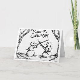 Kung Fu Snowmen Feestdagen Kaart