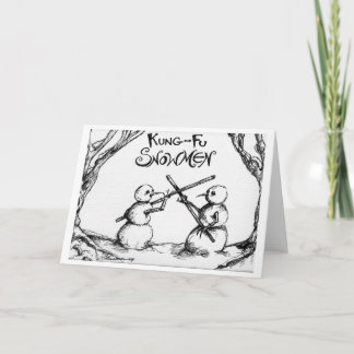 Kung Fu Snowmen Feestdagen Kaart