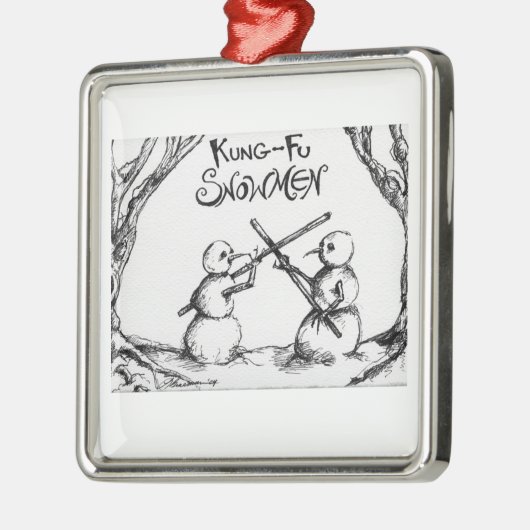 Kung Fu Snowmen Metalen Ornament (Links)