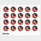 Kung Fu Tiger Chinese Sybol Red Ronde Sticker (Vel)