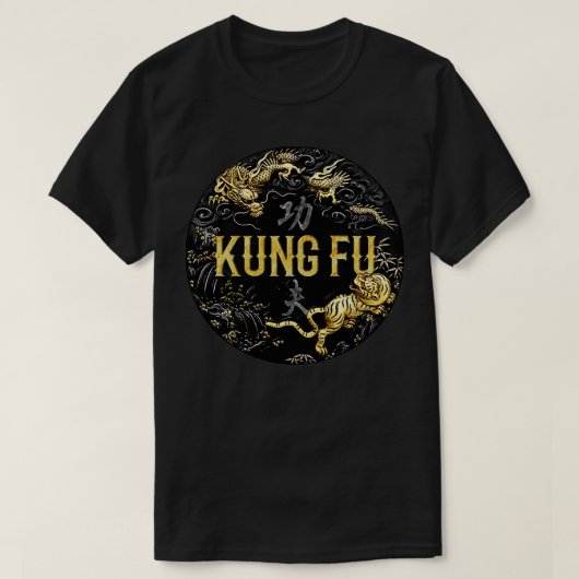 Kung Fu Tiger en Dragon Battle T-shirt (Design voorkant)