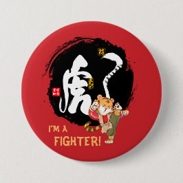 Kung Fu Tiger Fighter Enpromotion Keepslag Ronde Button 7,6 Cm