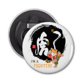 Kung Fu Tiger Fighter Inspirerend Keepomwille Bott Button Flesopener (Voorkant)