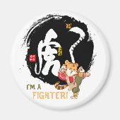 Kung Fu Tiger Fighter Inspirerend Keepomwille Magn Magneet (Voorkant)