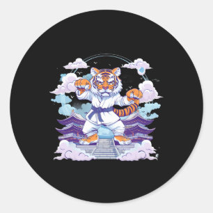 Kung Fu Tijger Pagode Toren Judo Mma Taekwondo Tra Ronde Sticker