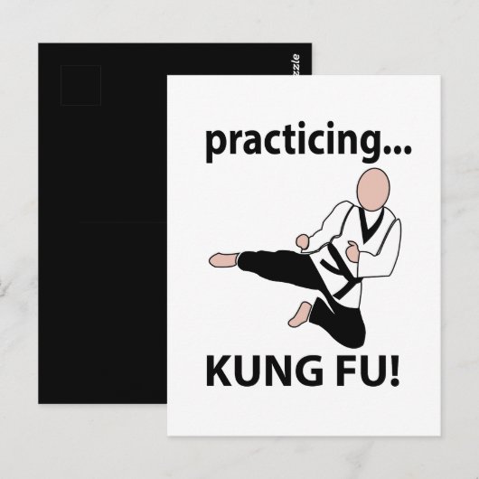 Kung Fu Zwarte Band Vechtkunsten Briefkaart (Voorkant / Achterkant)